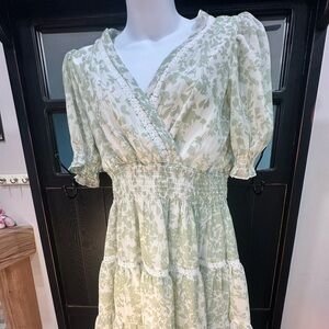 Taylor Light Green Floral Midi Dress